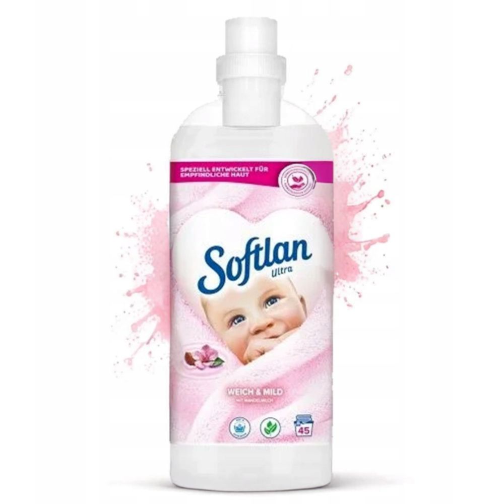 Softlan płyn do płukania tkanin Weich & Mild z mleczkiem migdałowym 45 prań