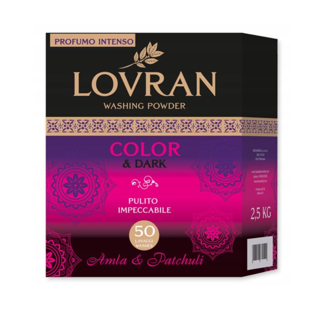 LOVRAN COLOR & DARK Proszek do Prania Kolorów i Czarnego 2,5kg 50prań Amla